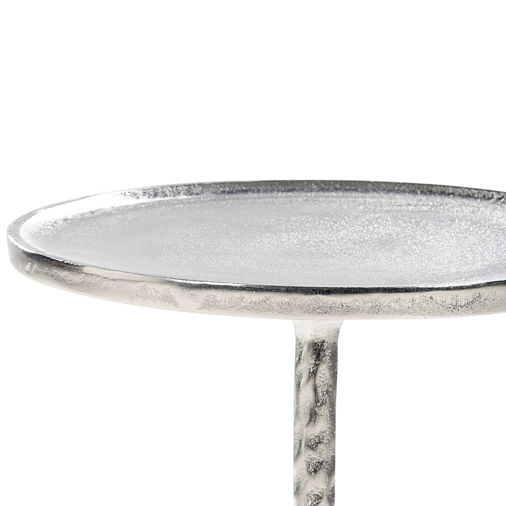 Tavolino in metallo argentato 32 cm a di forma rotonda soggiorno camera da letto