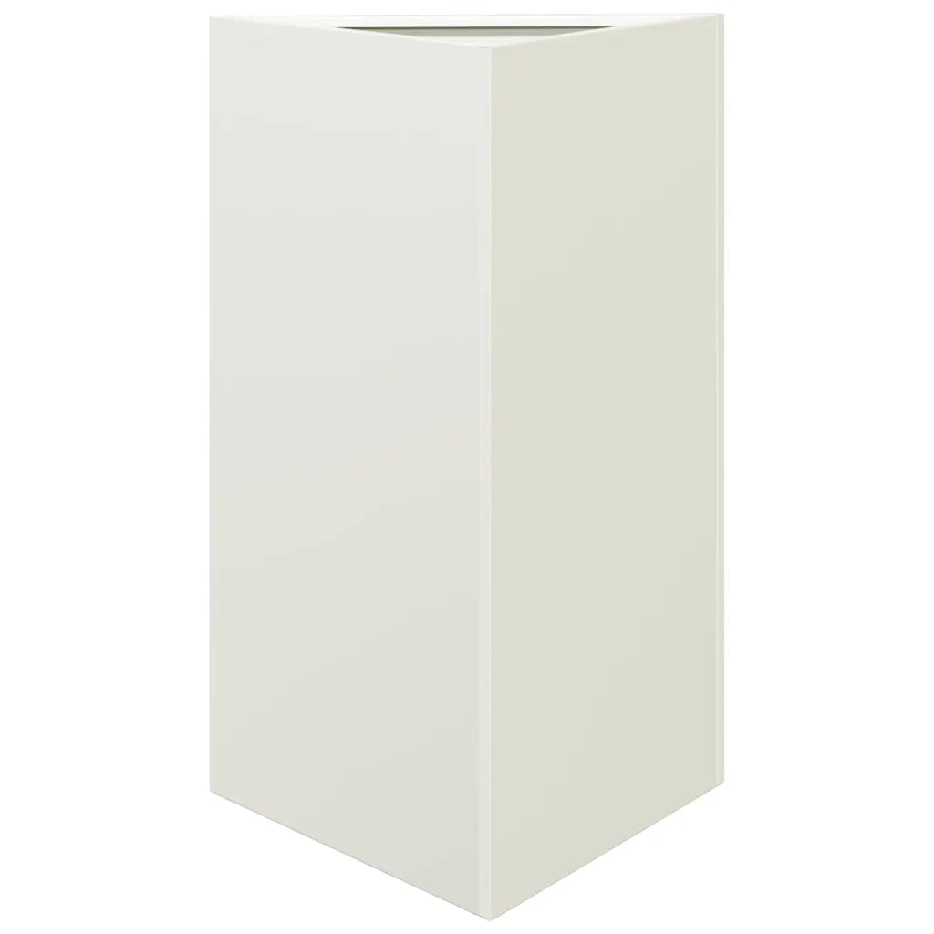 Fioriera da Giardino-Vaso da Esterno Bianca Triangolare 50x43x75 cm in Acciaio