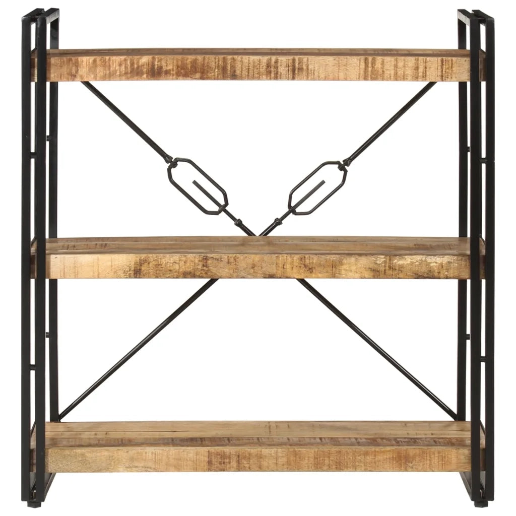 Libreria 3 Livelli 77x30x80 cm Legno Massello di Mango e Ferro 351106