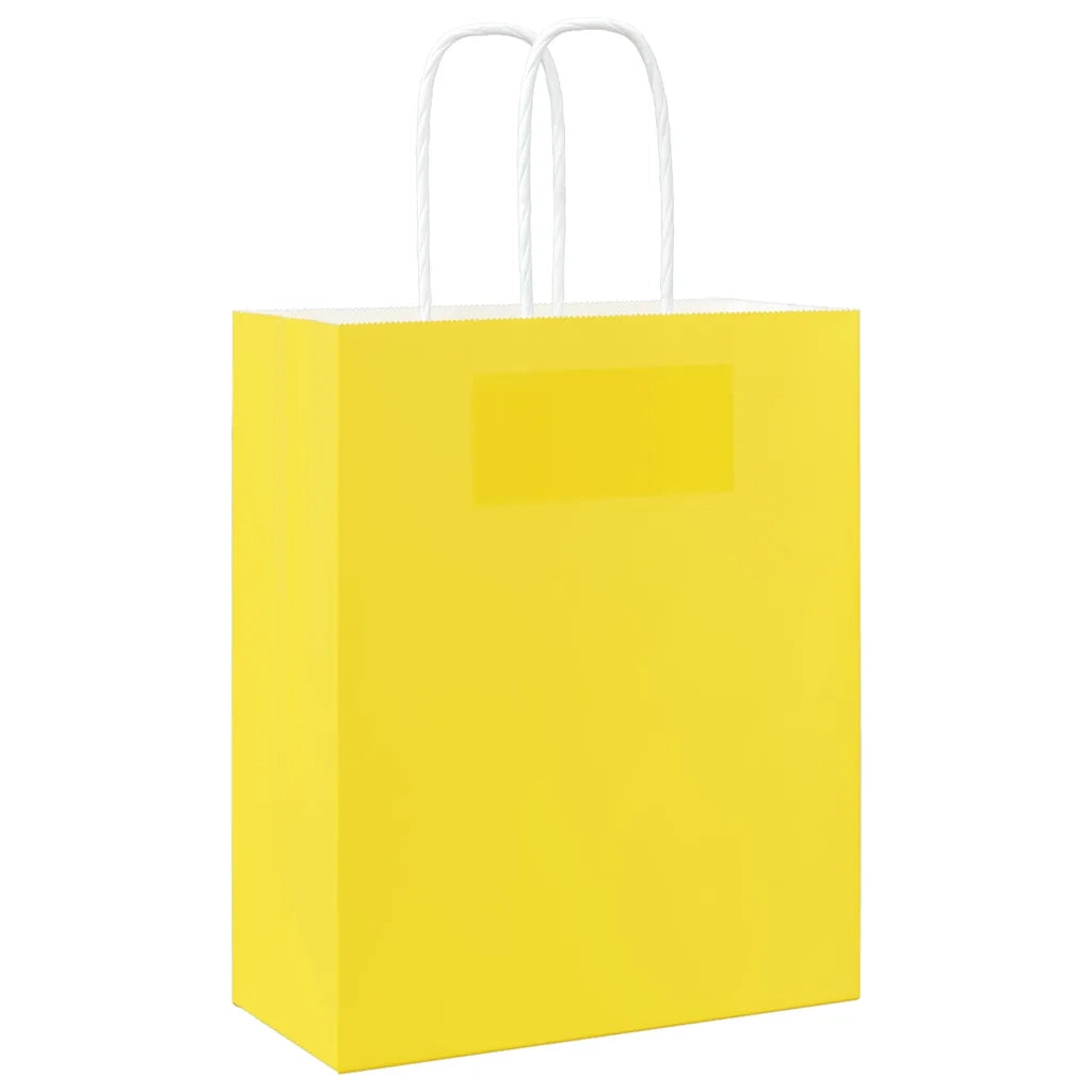 Sacchetti di Carta 250 pz con Manici Gialli 18x8x22 cm 4101782
