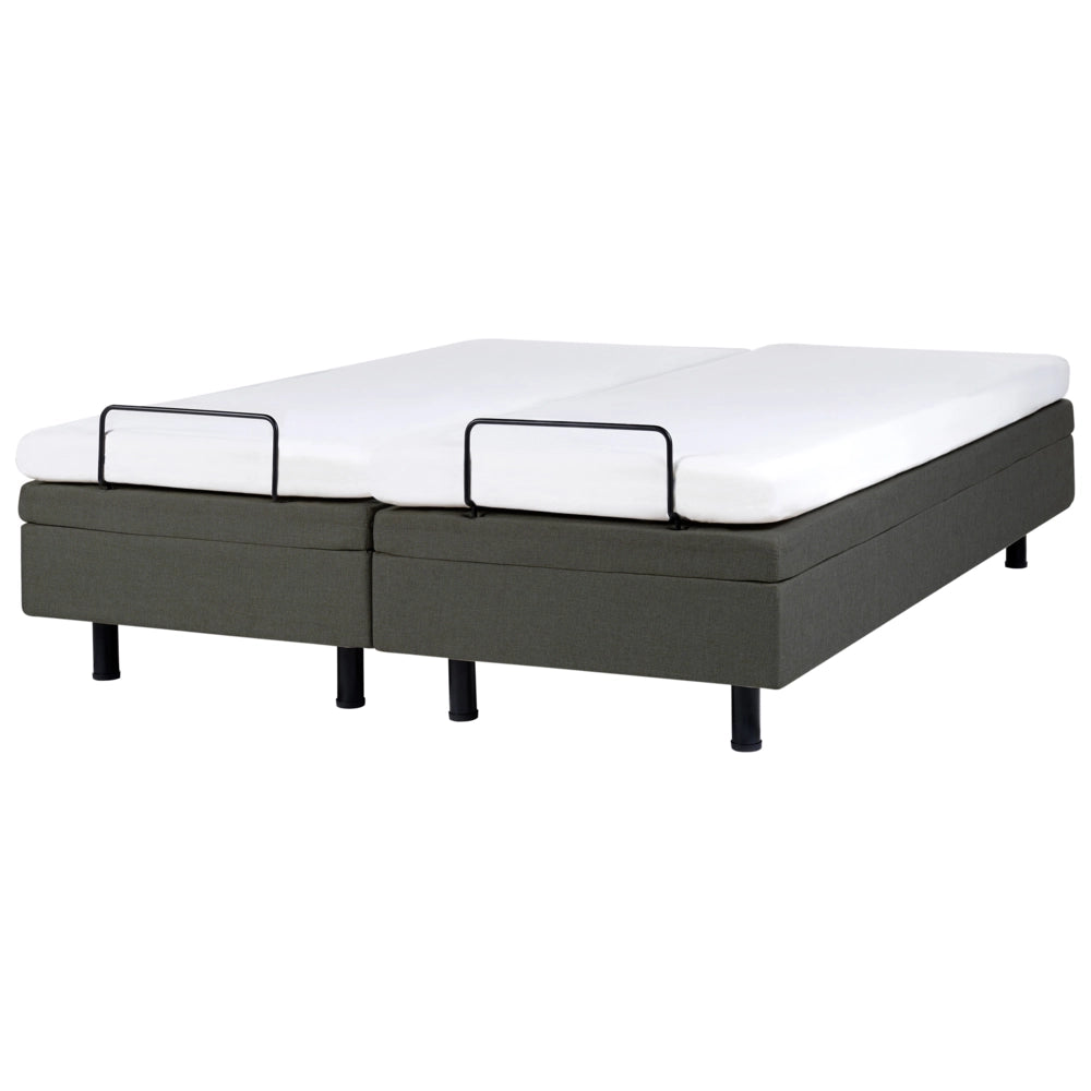 Letto matrimoniale regolabile elettronicamente con telecomando senza testata in poliestere grigio scuro 160 x 200 cm stile moderno