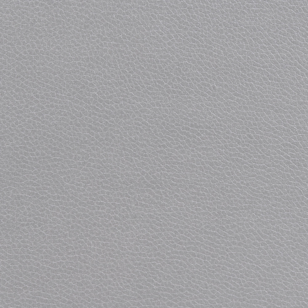 Poltrona in ecopelle vegana grigio con braccioli imbottiti, gambe in metallo argentato, facile da pulire, stile moderno e glamour per il soggiorno