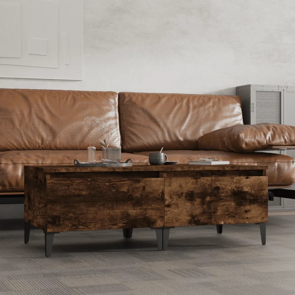 Tavolini 2 pz | Tavolo laterale Rovere Fumo 50x46x35 cm in Legno Multistrato