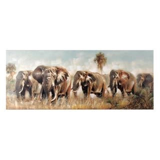 Quadro stampa elefanti rettangolare cm55x135x3