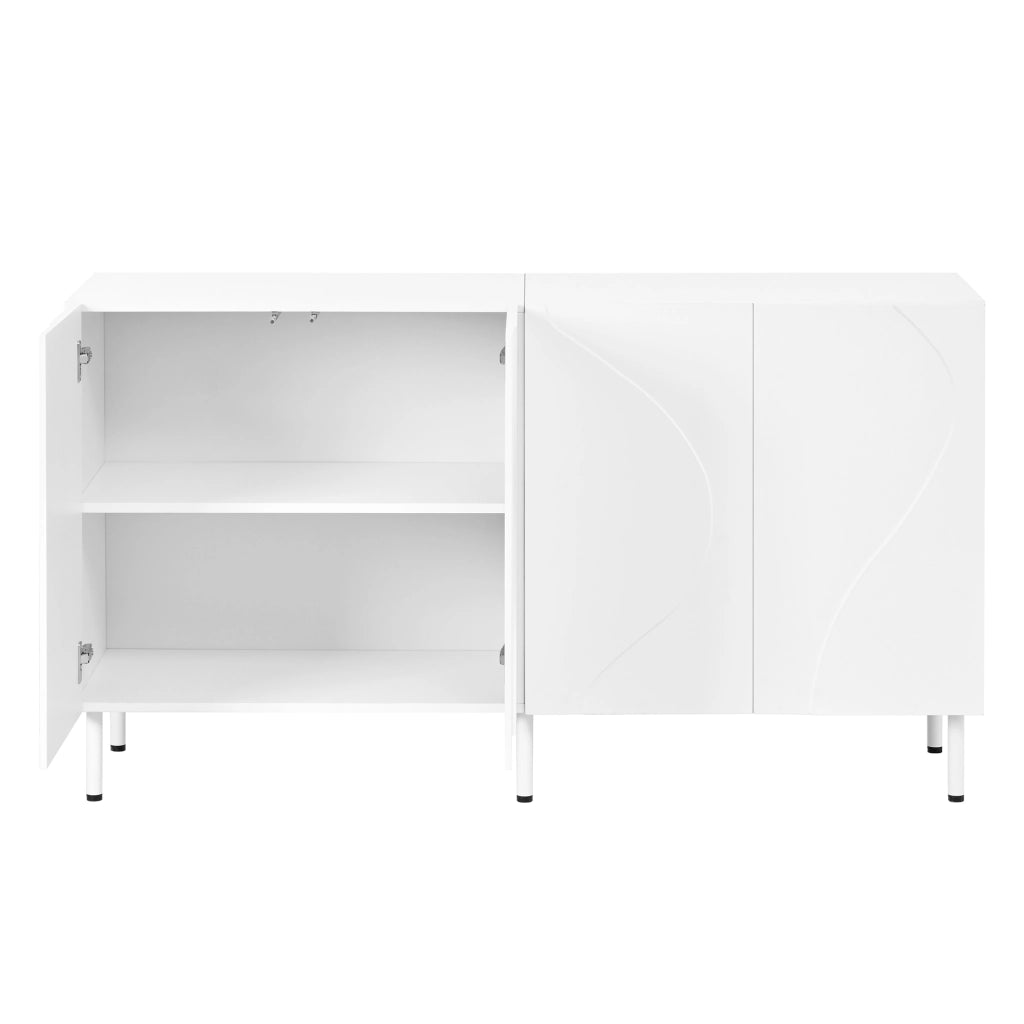 Credenza con 4 ante; push-to-open - per soggiorno - 140×40×77.5 cm - bianco