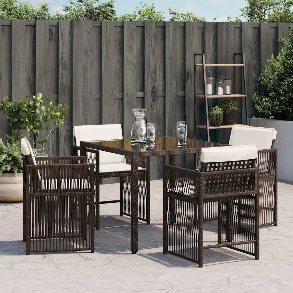 Sedie da Giardino con Cuscini 4 pz | Sedie da Esterno Marroni in Polyrattan