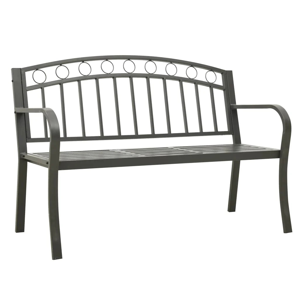 Panca da giardino mobili da esterno per patio terrazza con tavolo grigio 120 cm acciaio 02_0011642
