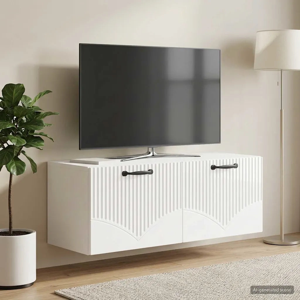 Mobile Porta TV da Muro Bianco Lucido 78,5 x 31 x 30 cm 899059