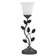 Lampada da tavolo vintage con paralume vetro tulipano e foglie metallo, Lampada da tavolo retr¨° e27 con interruttore Nero-Lampade