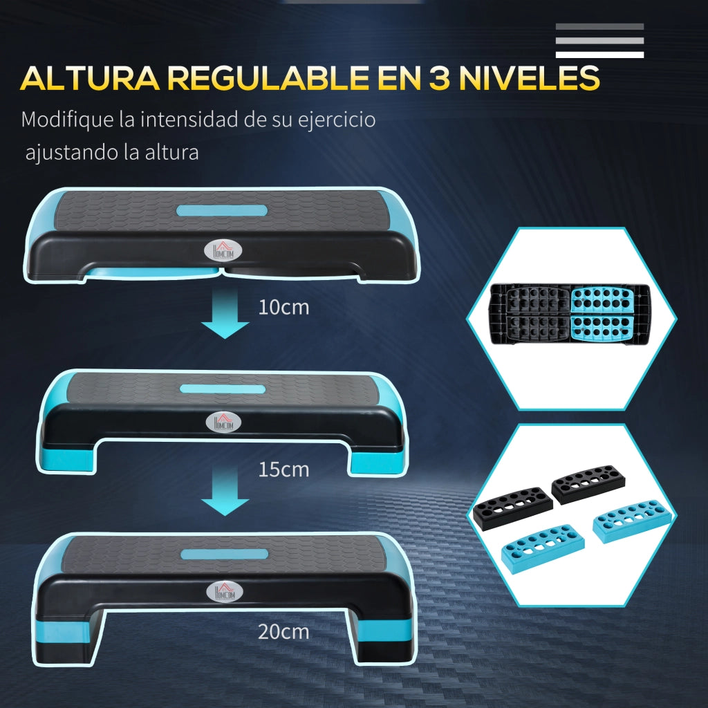 Step Plataforma Regolabile per Sport e Fitness ¨C Zephmum ¨C Blu e Nero 78x28x20 cm