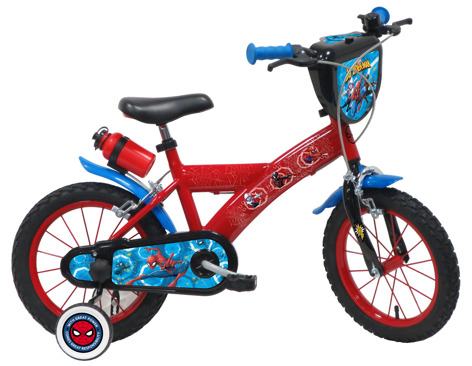 Bicicletta per Bambino 16" 2 Freni Marvel Spiderman Rosso