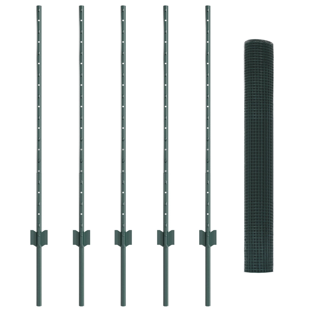 Set di Recinzione Set di 2 Verde Metallo 10 x 1 m Durevole