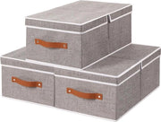 Cassetto di archiviazione con coperchio apribile a doppio strato - organizzatore di tessuti decorativi - grigio - 3 pezzi - 33x23x14cm
