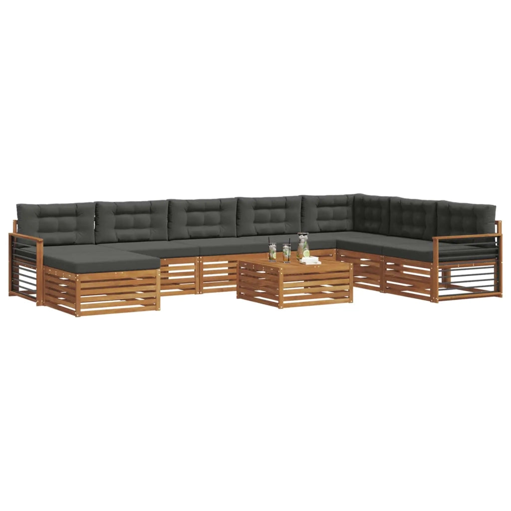 Set di divani da esterno con cuscino 9 pcs Naturale e Antracite 3373992