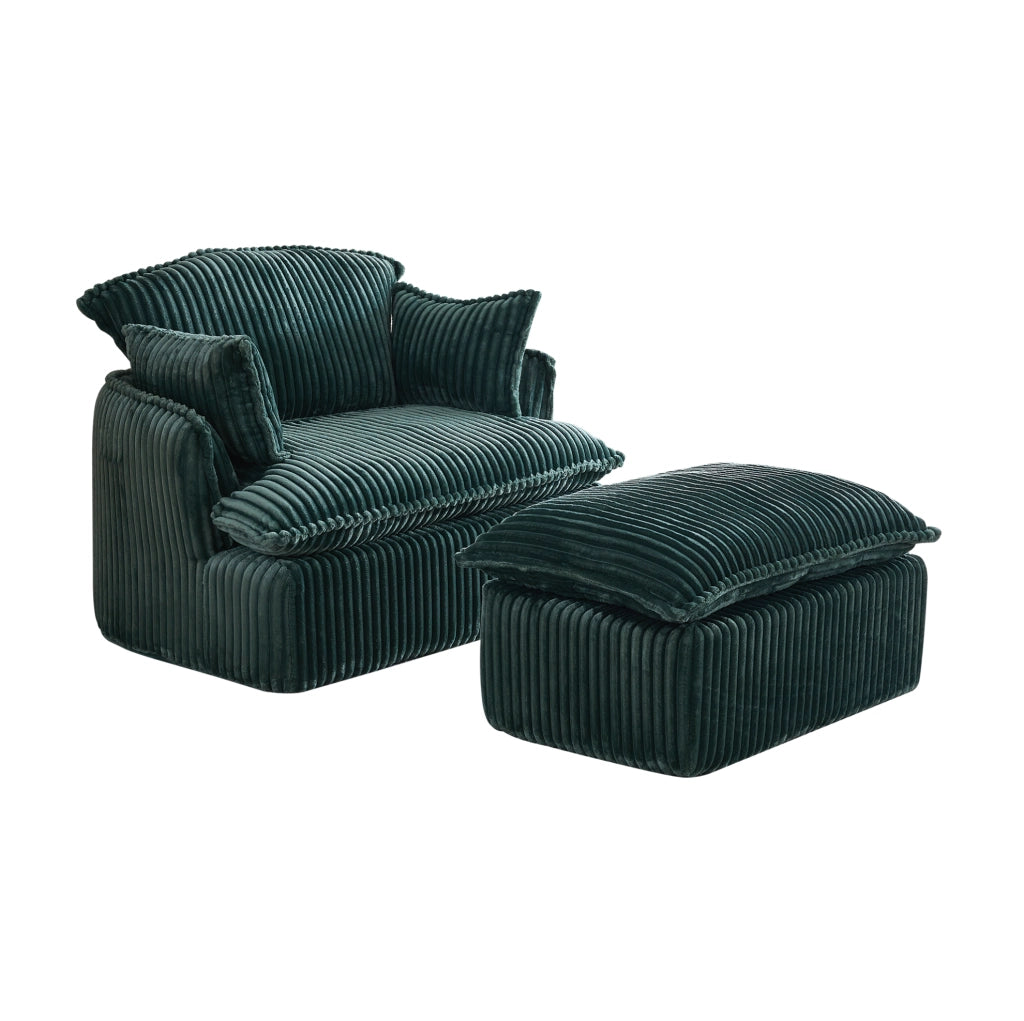 Poltrona 115x89x77 cm verde 1 posto con poggiapiedi, tessuto, senza montaggio
