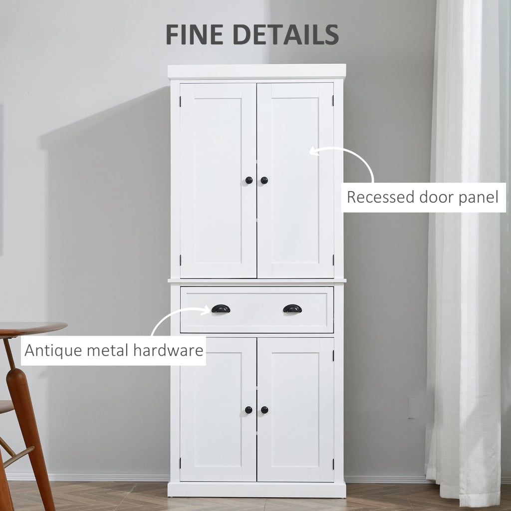 EasyComfort Mobile Cucina con Armadietto Superiore e Inferiore e Cassetto Centrale in Legno, 76x40.5x184 cm, Bianco