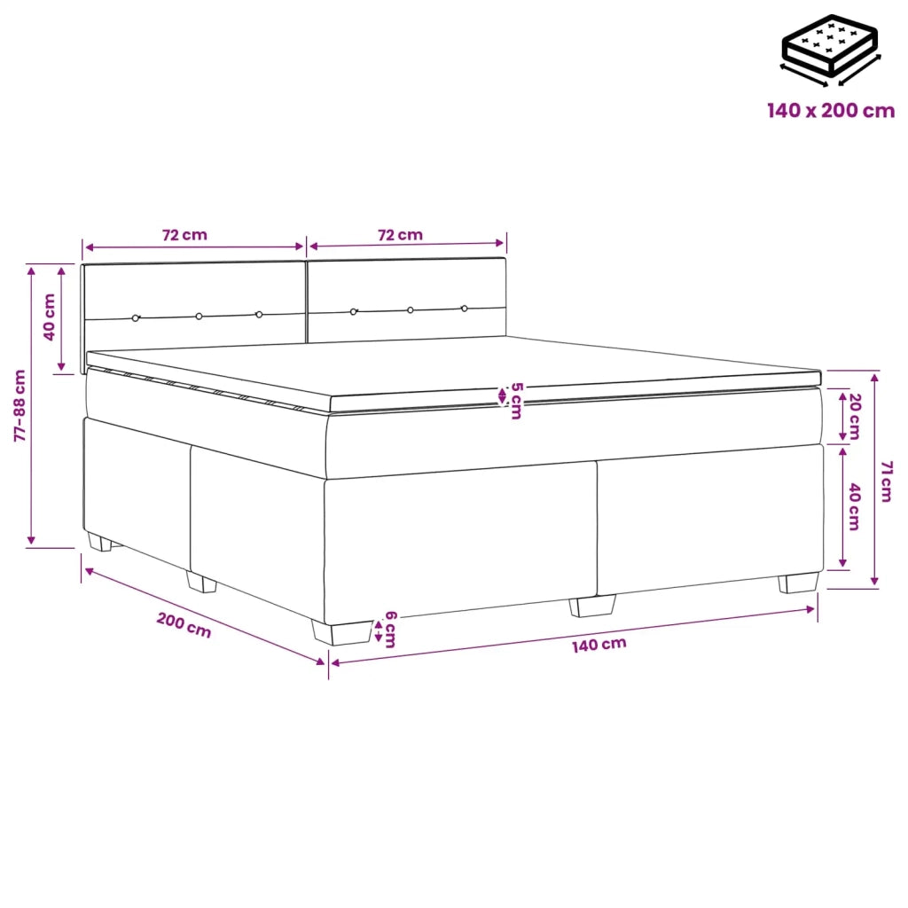 Letto box spring con materasso Nero 140 x 200 cm Tessuto 3450497