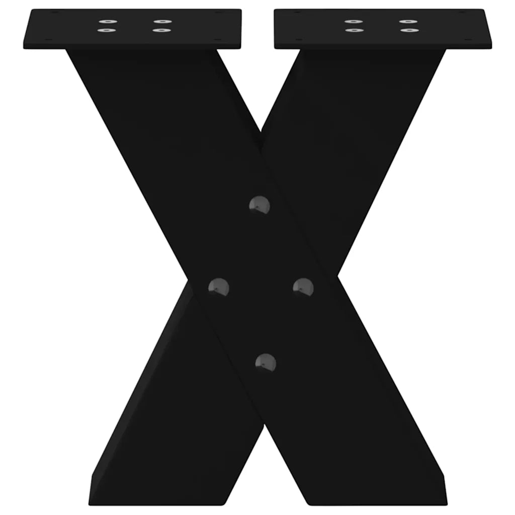 vidaXL Gambe per Tavolino da Caffè a Forma di X 2 pz Nere 40x(30-31) cm Acciaio
