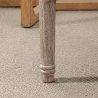 Panca Fondo Letto Imbottita con Rivestimento Effetto Lino e Gambe in Legno, 80x40x41cm, Beige