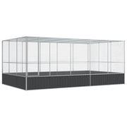 Voliera a gabbia con estensione in argento 518 x 307 x 212 cm acciaio argentato 02_0045657