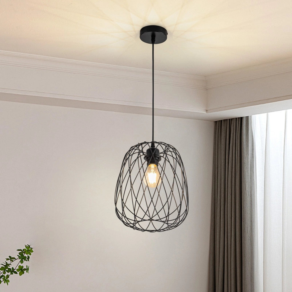 Lampada a sospensione ZMH Tavolo da pranzo Lampada a sospensione vintage E27 metallo nero