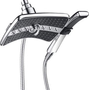 Set di douchi a doppio getto - doccia a pioggia e doccia a mano - 2 pezzi - nero - acciaio inossidabile - 152,4 cm