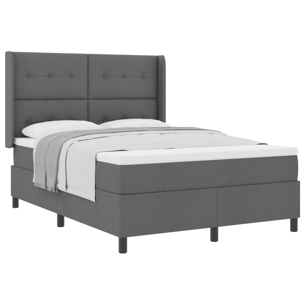 Letto Box Spring con Materasso Grigio Scuro 160x200 cm in Tessuto