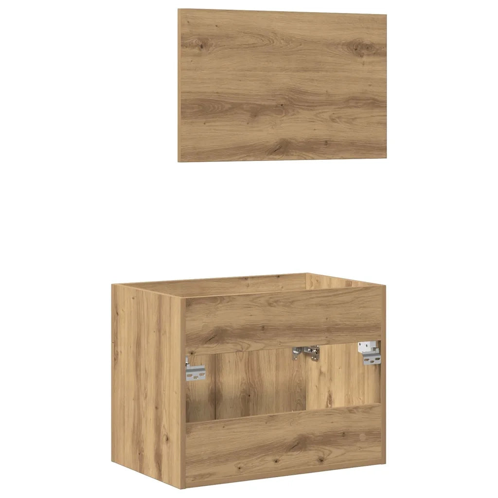 Set Mobili da Bagno 2 pz Rovere Artigianale Legno Multistrato