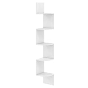 Mensola angolare sospesa 20 x 20 x 126 cm mobile contenitore verticale a 5 ripiani design moderno in legno bianco 20_0014751
