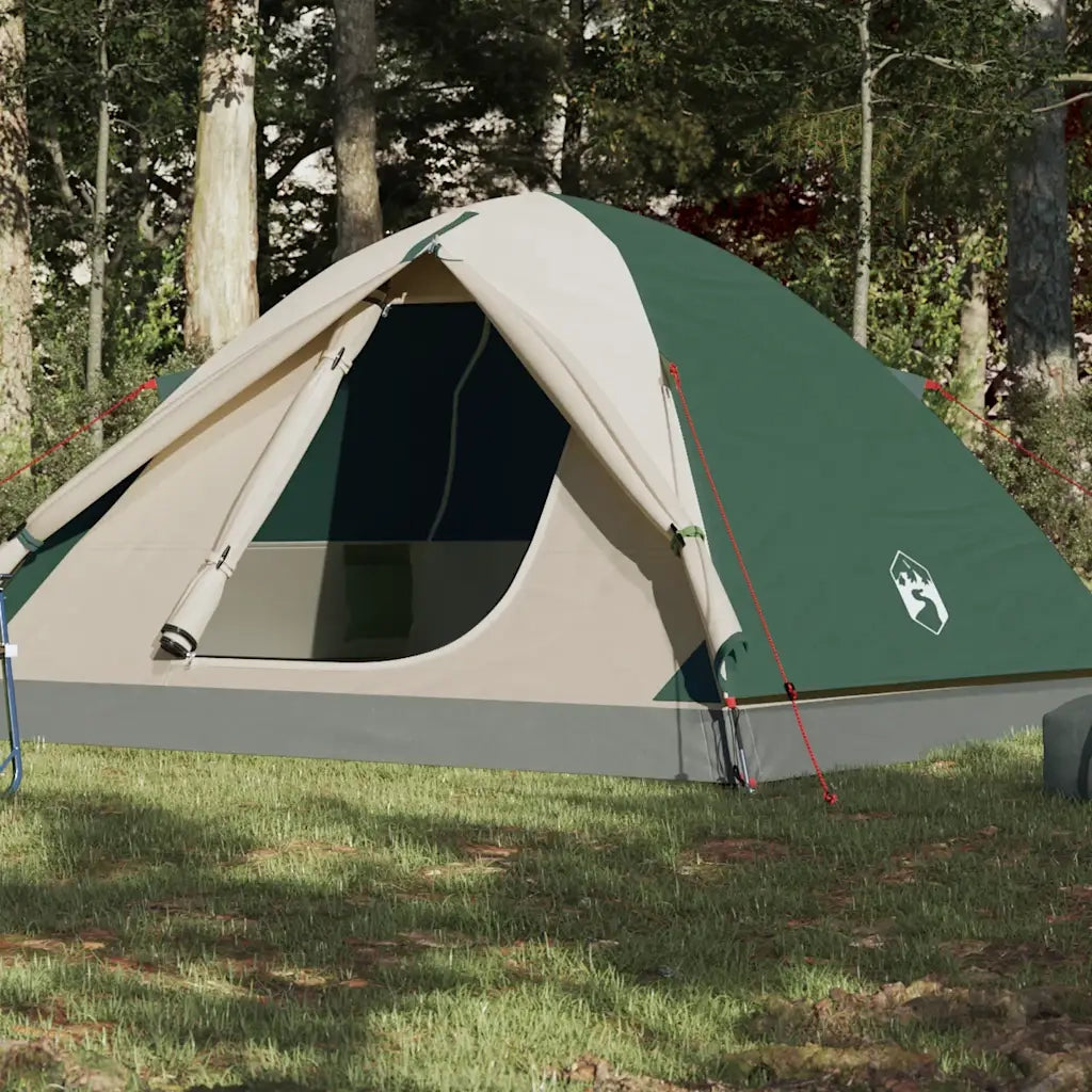 Tenda da Campeggio a Cupola per 3 Persone-Tenda per Escursionismo Verde Impermeabile 375383