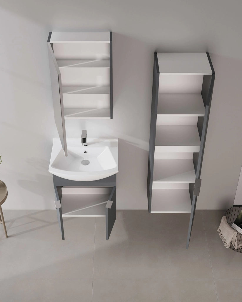 Mobile da bagno "Purus Desna 40" - 40 x 32 x 138 cm - Antracite opaco