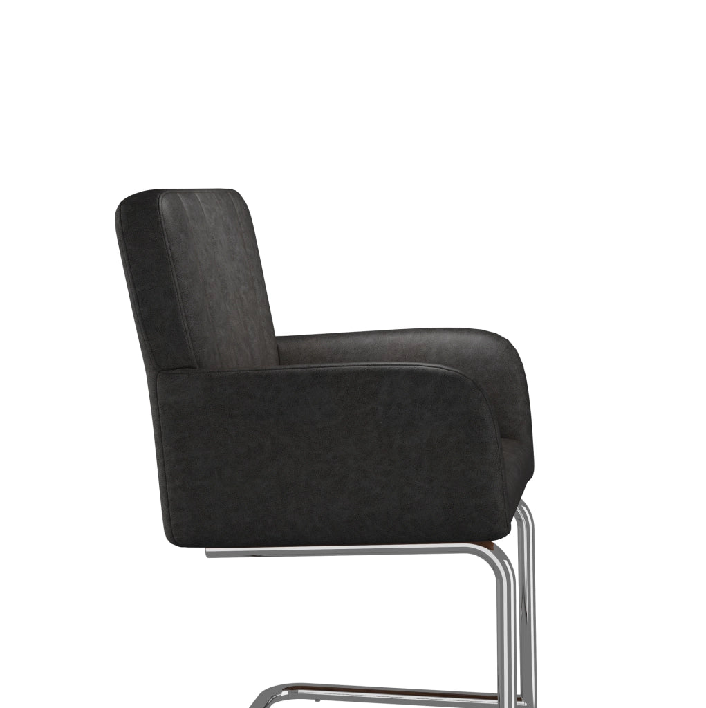 Set di 4 sedie da pranzo in ecopelle nera con gambe a Z