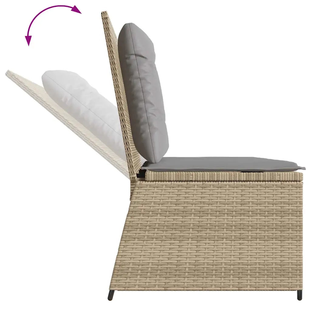 vidaXL Panca Reclinabile da Giardino con Cuscini Beige in Polyrattan