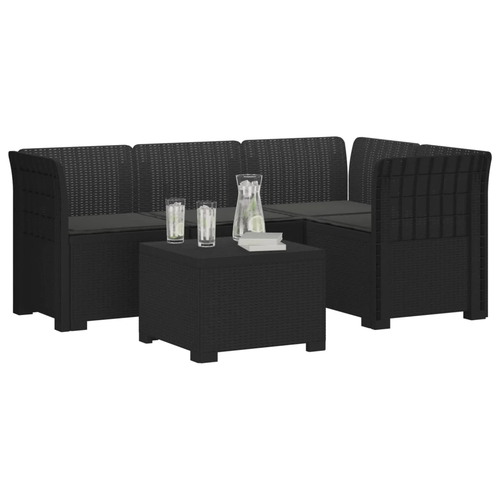 Divano da giardino 4 posti con cuscini aspetto rattan PP 3443999