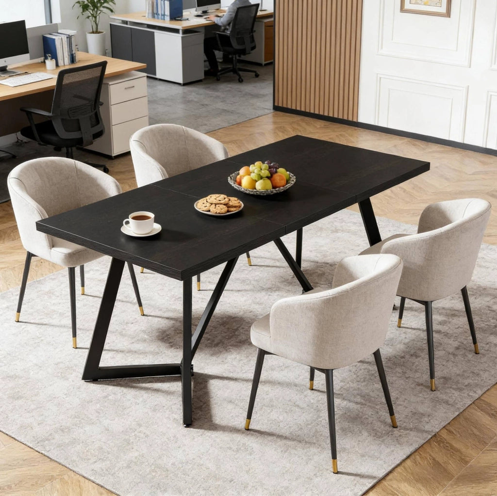 Tavolo da pranzo rettangolare 180 x 80 x 75 cm in MDF nero; stile moderno