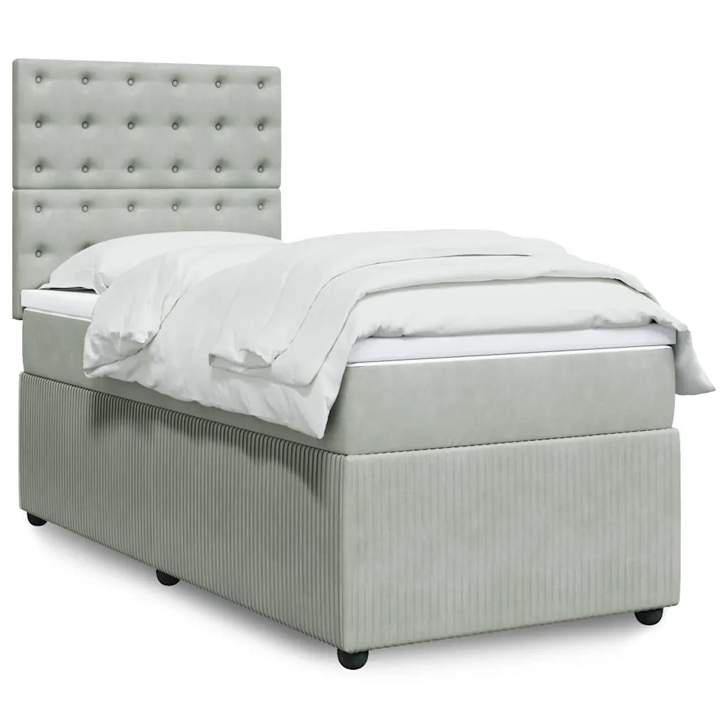 Giroletto a Molle con Materasso Grigio Chiaro 90x190 cm Velluto 3294526