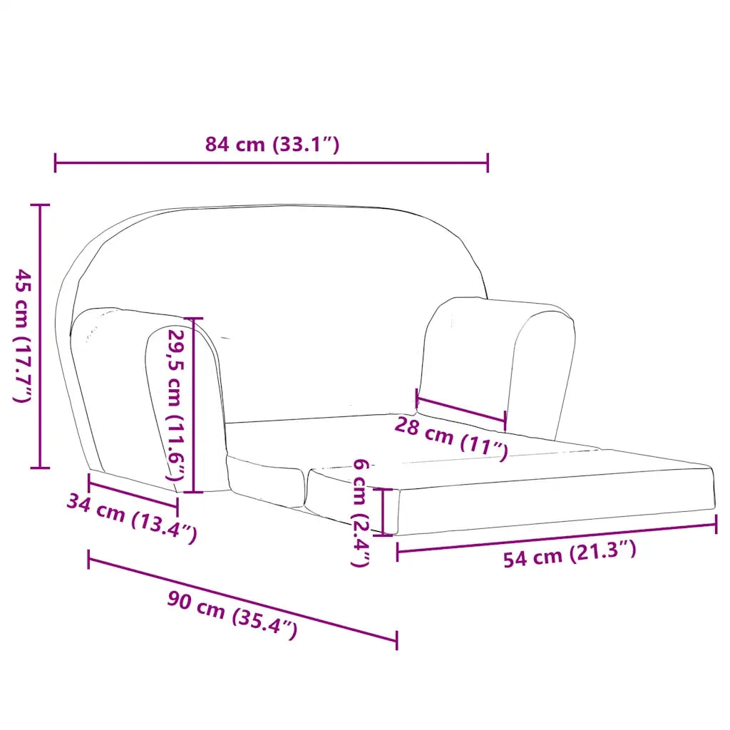 Poltrona-Divano Sedia-Poltroncina Letto per Bambini Grigio Chiaro