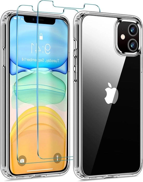 Protezione Premium 3-in-1 per iPhone 11 con pellicola anti-abbagliamento - trasparente e resistente agli urti.