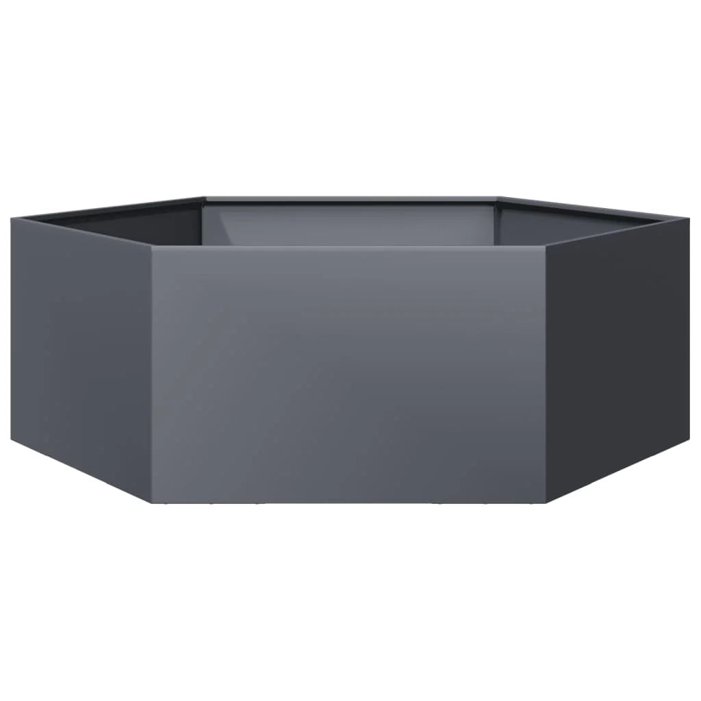 Fioriera/aiuola esagonale per piante fiori terrazza giardino 138 x 120 x 45 cm acciaio antracite 02_0038636