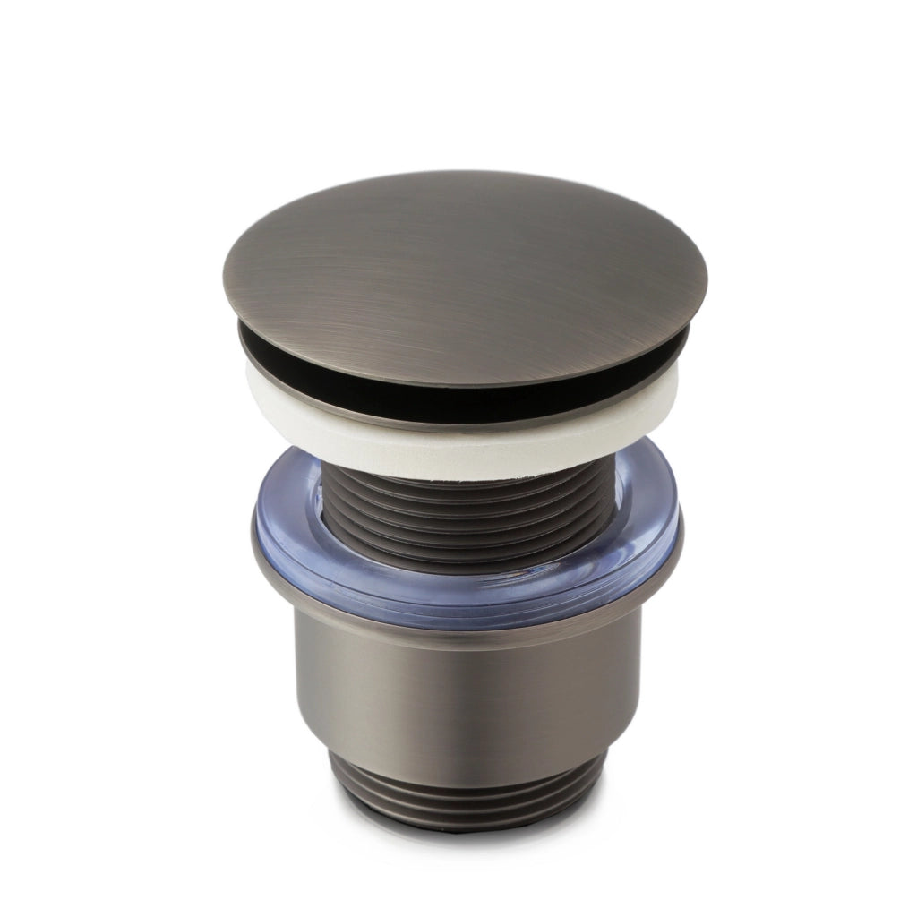 Piletta di scarico click-clack universale per lavabo e bidet senza troppo pieno in ottone gun metal | Moulin