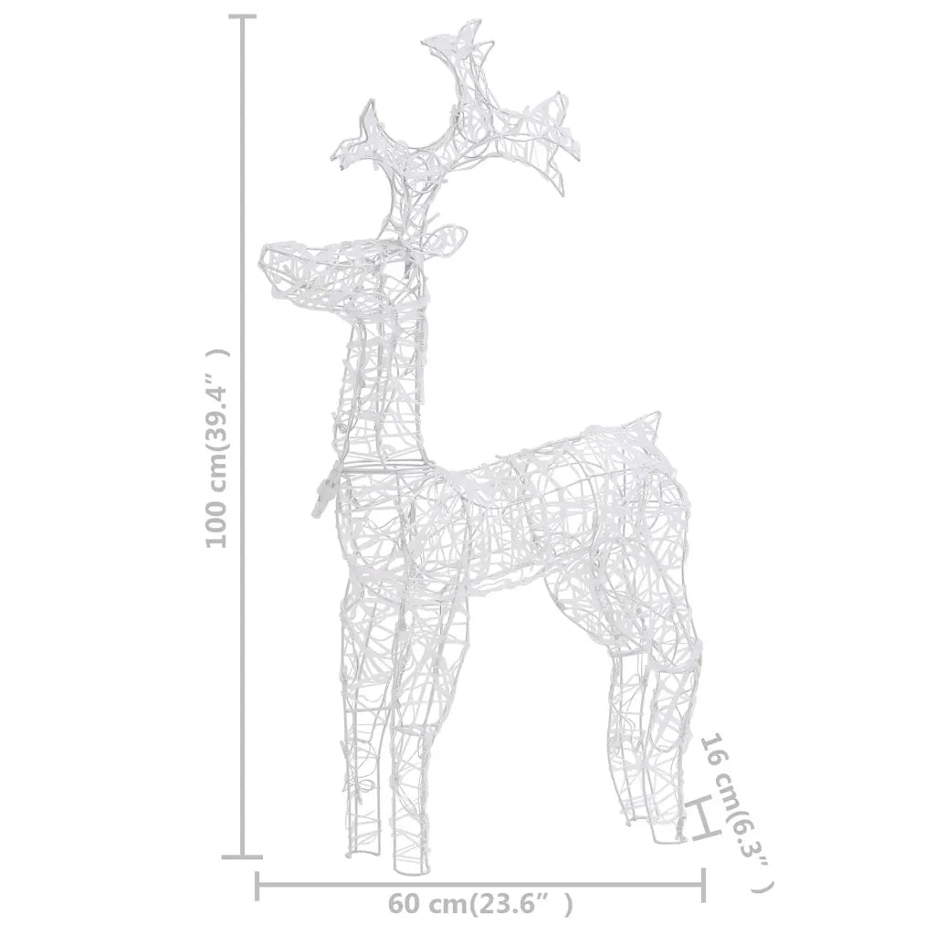 Renne e Slitta Decorazione Natale 90 LED 60x16x100 cm Acrilico 329779