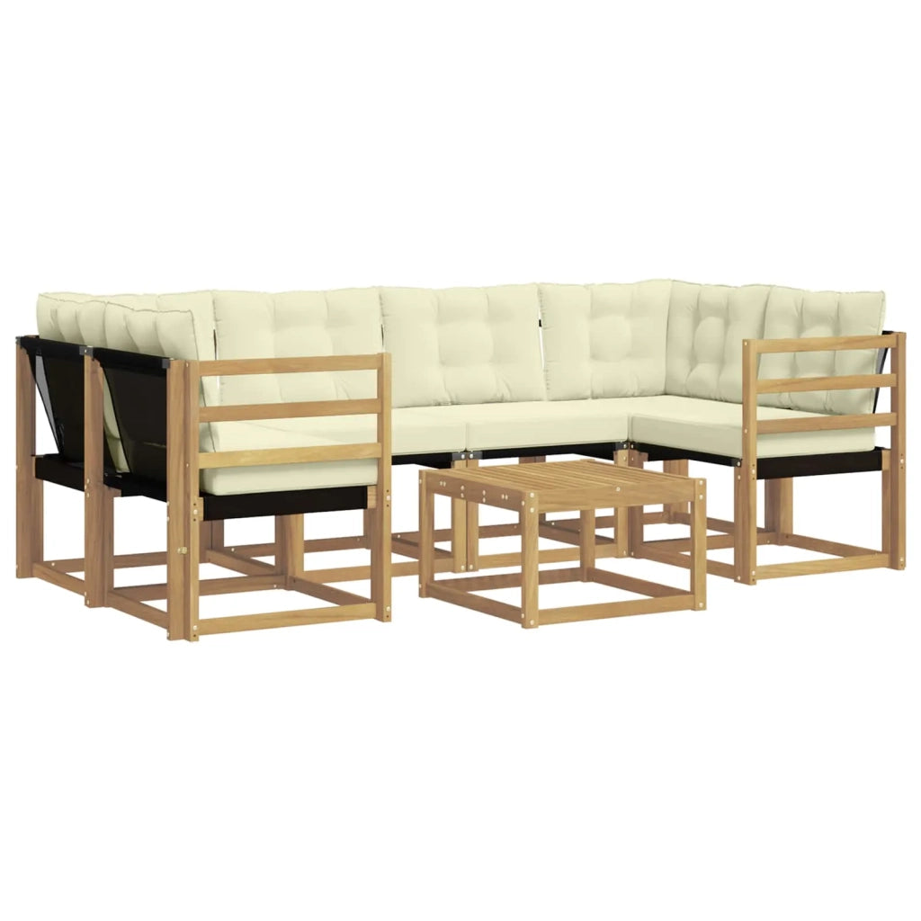 Set di divani da esterno 7 pz Bianco e Crema 3389248