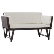EasyComfort Divano 2 Posti con Braccioli Estensibili da Giardino Rattan 129x63x67cm Bianco, Marrone