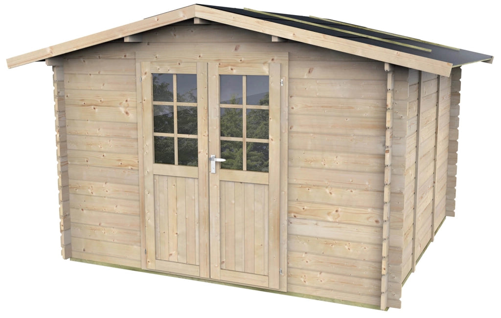 Casette Box da Giardino in Legno Porta Utensili 320x320x228 cm con 2 Porte e Finestre Ecla Menta Pocket