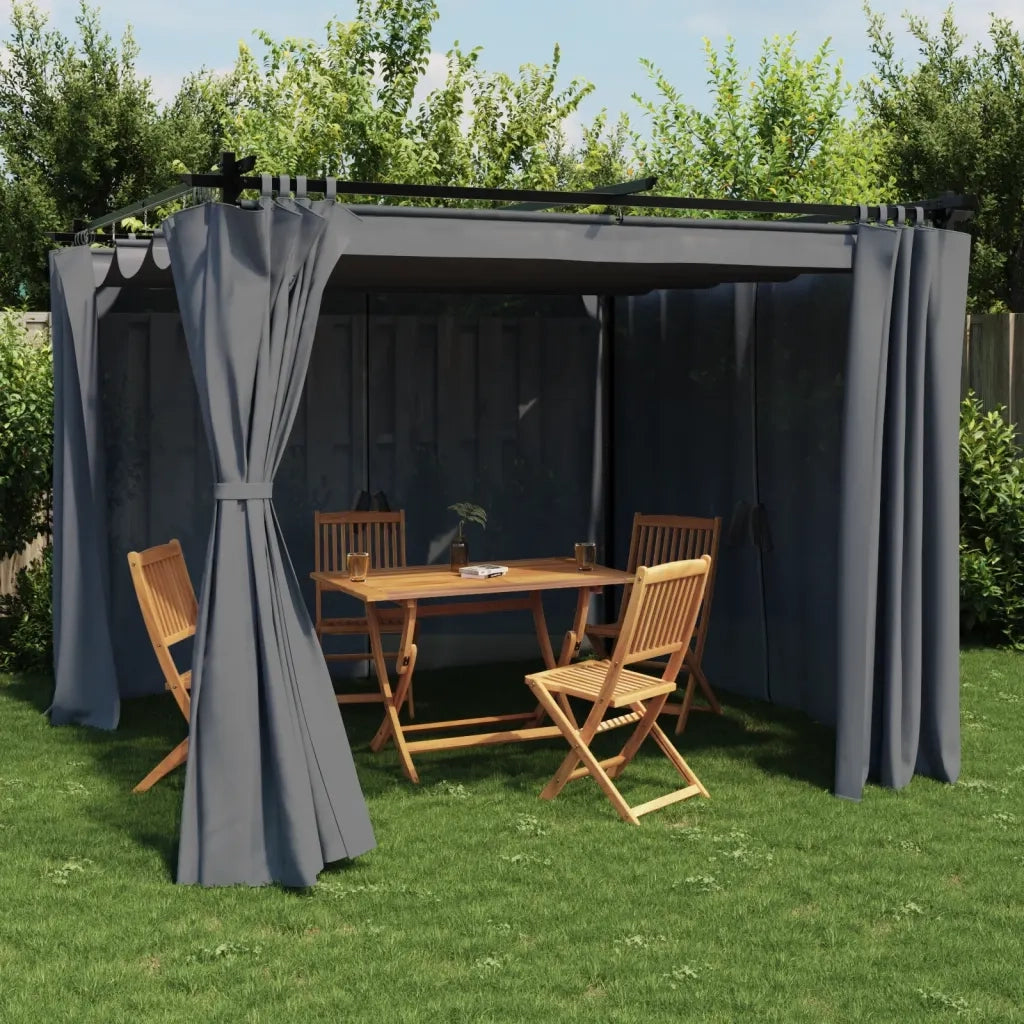 vidaXL Gazebo con Tende Antracite 3x3 m in Acciaio