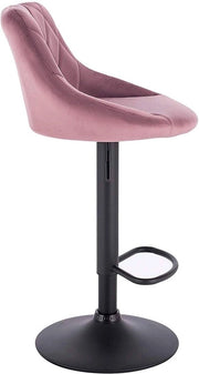 Bar Stool Ergonomico con Schienale - Con Sostegno per Tavolo - Solido - Bar Stool Ergonomico con Schienale - Tono di Velluto - Altezza del Sedile 60 - 82cm - Rosa - Set 1 - Cucina e Bar - Regolabile in Altezza