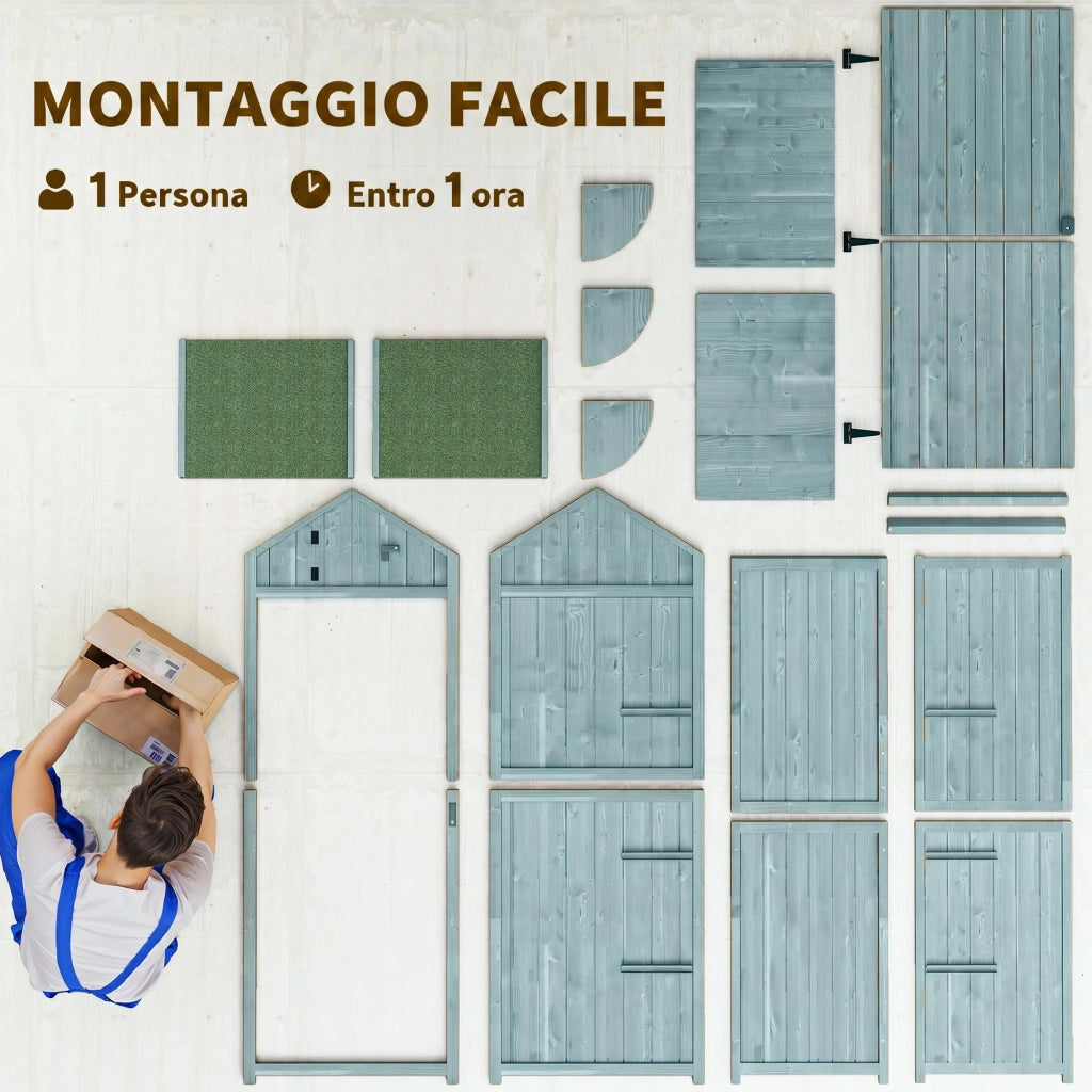 Casetta da Giardino Porta Attrezzi in Legno con Ripiani ¨C zephmum ¨C Blu, 77x54.2x179cm