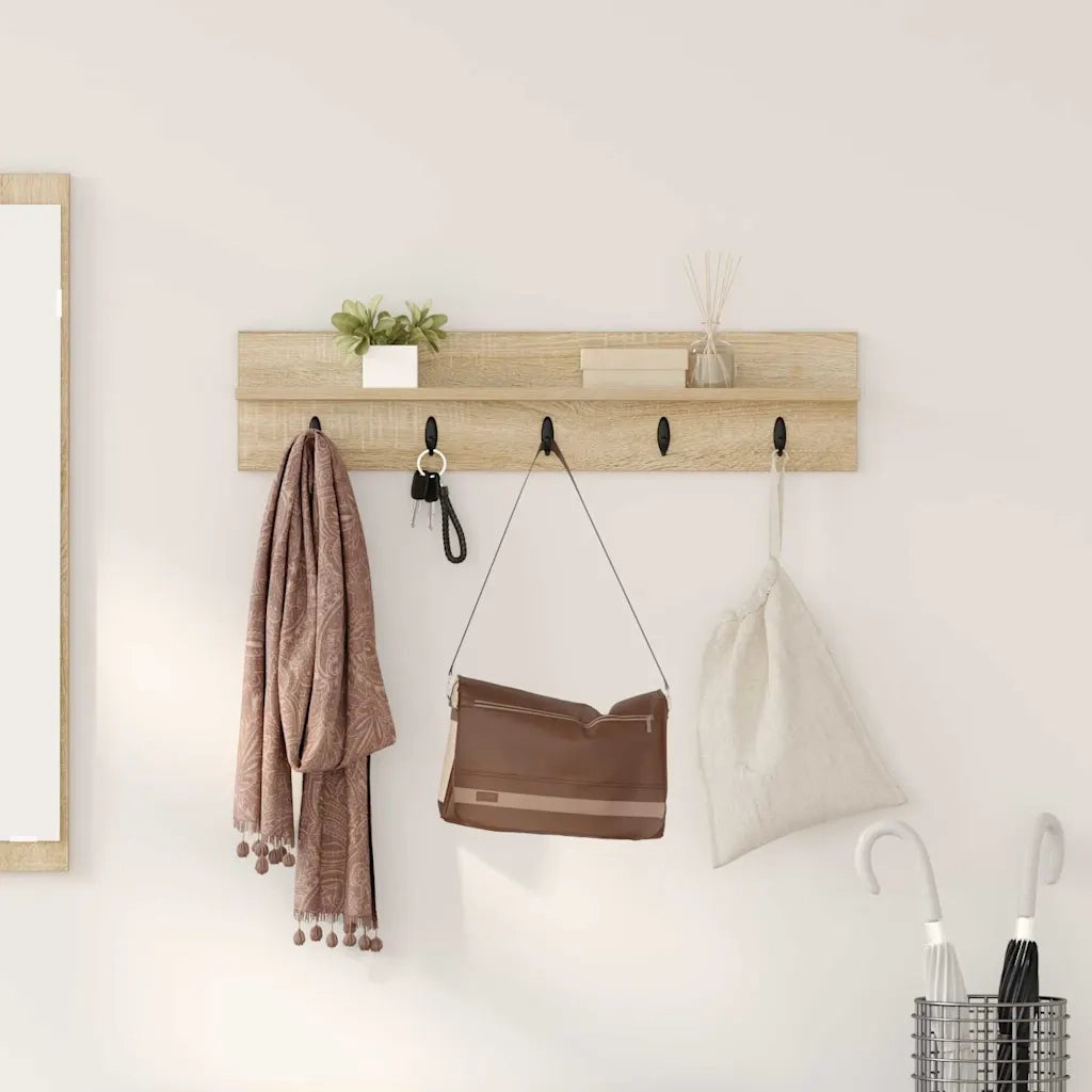 vidaXL Appendiabiti a muro rovere sonoma 80 x 10.5 x 18 cm
