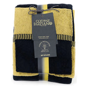 Sazaga, set di Asciugamani 100% Cotone set da 2 Reversibile, Nero