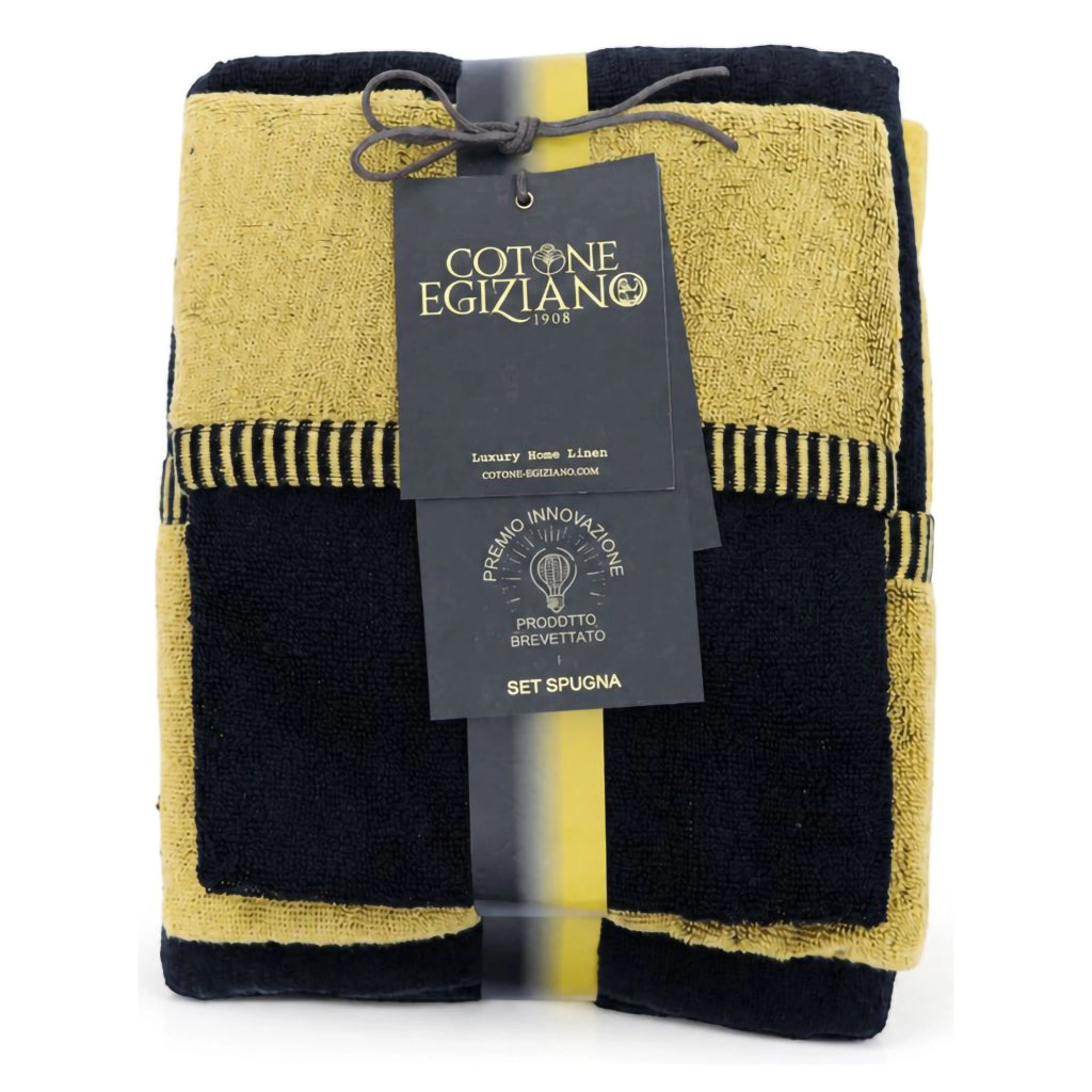 Sazaga, set di Asciugamani 100% Cotone set da 2 Reversibile, Nero